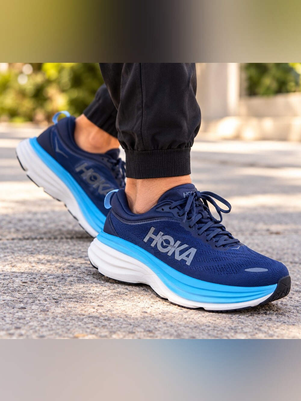HOKA Bondi 8 Men's 12 2E Navy Blue Running Shoes